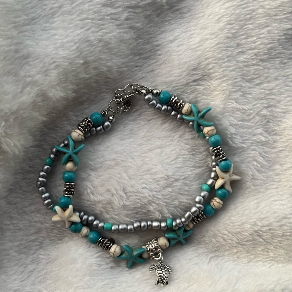 Turquoise and Silver Starfish Bracelet